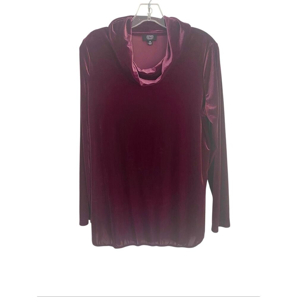 Jones New York Purple Velvet Cowl Neck Long Sleeve Blouse Sz M